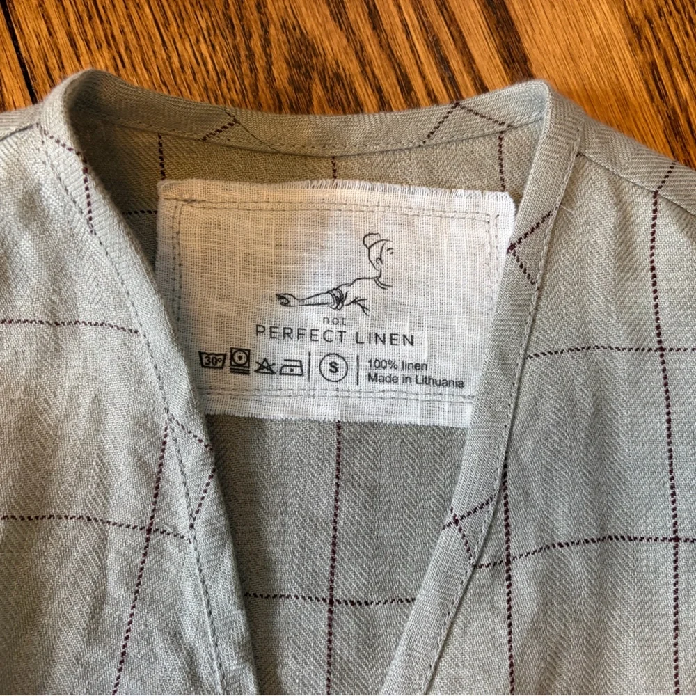 notPERFECTLINEN Linen Copenhagen Throw-On Jacket in Herringbone Grey Checks - Picture 5 of 7